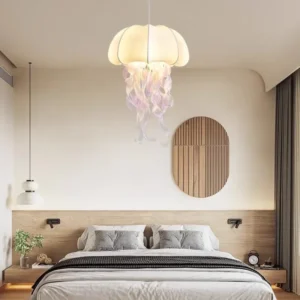 SANDYHA Jellyfish Shaped Nordic Silk Pendant Lights Chandelier Ideal for Living Room Bedroom Dining Table Stylish Lighting Decor